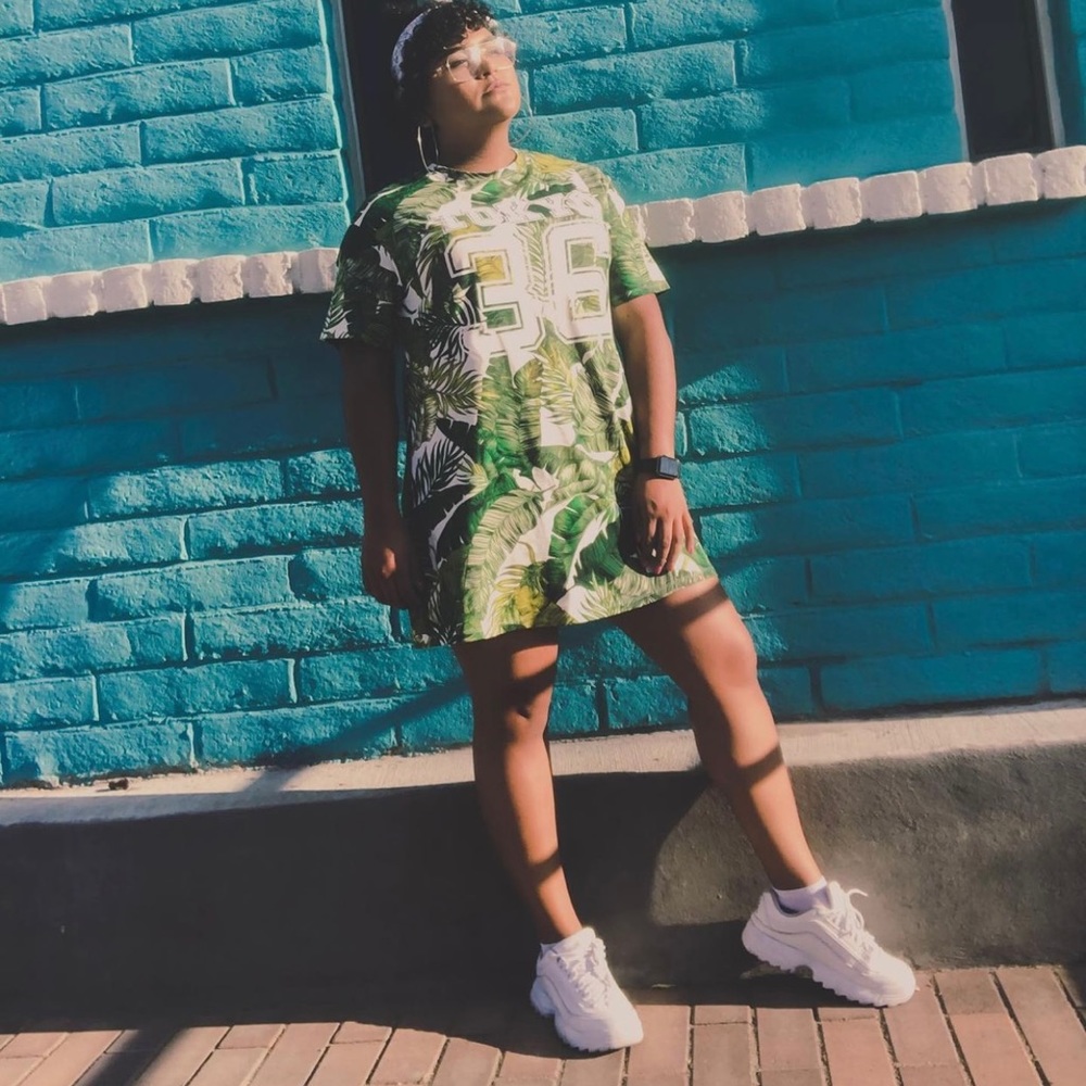 Green Leaves Dress, Jersey Dress Casual